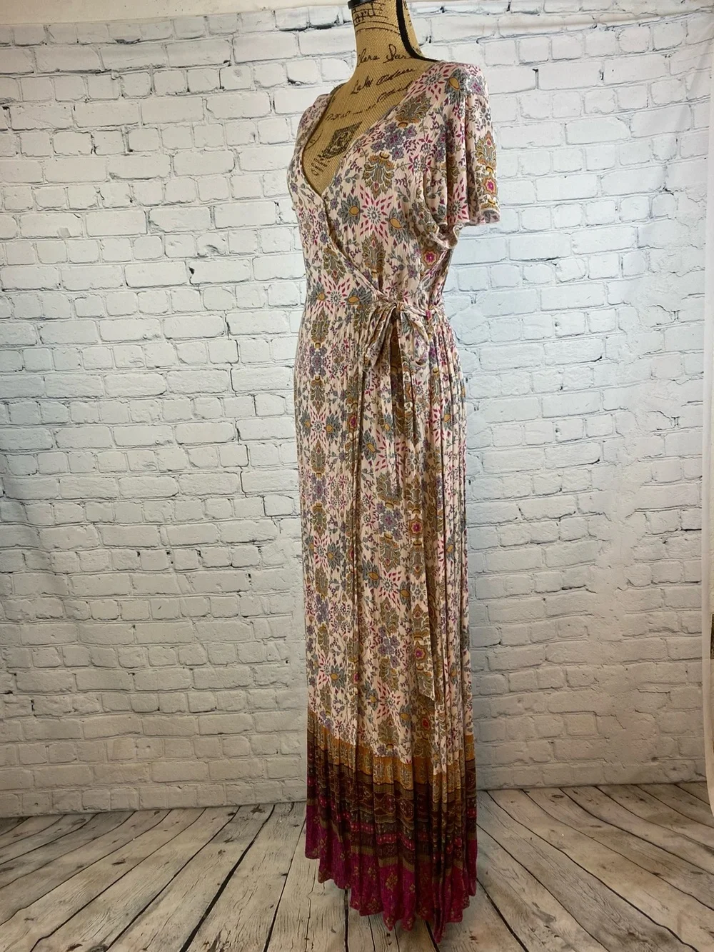 Patrons of Peace Boho Crinkly Faux Wrap Maxi